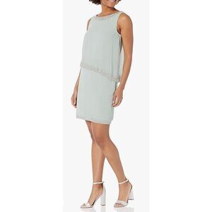 J Kara Women's Sleeveless Popover Short Cocktail Beaded Dress NWT Size 24W